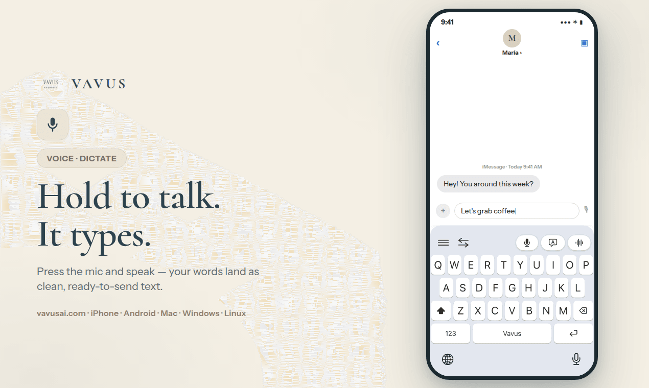 Vavus Keyboard feature shown on iPhone