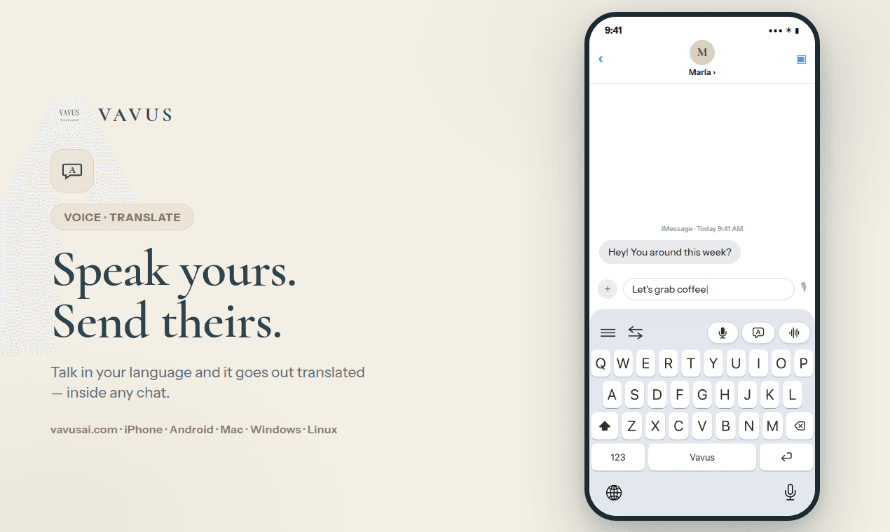 Vavus Keyboard feature shown on iPhone