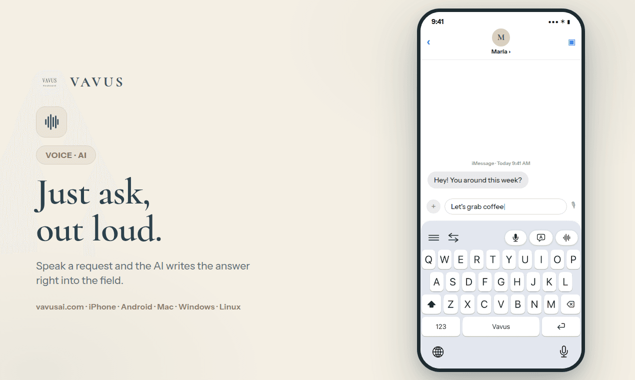Vavus Keyboard feature shown on iPhone