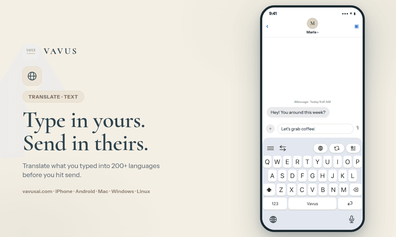 Vavus Keyboard feature shown on iPhone
