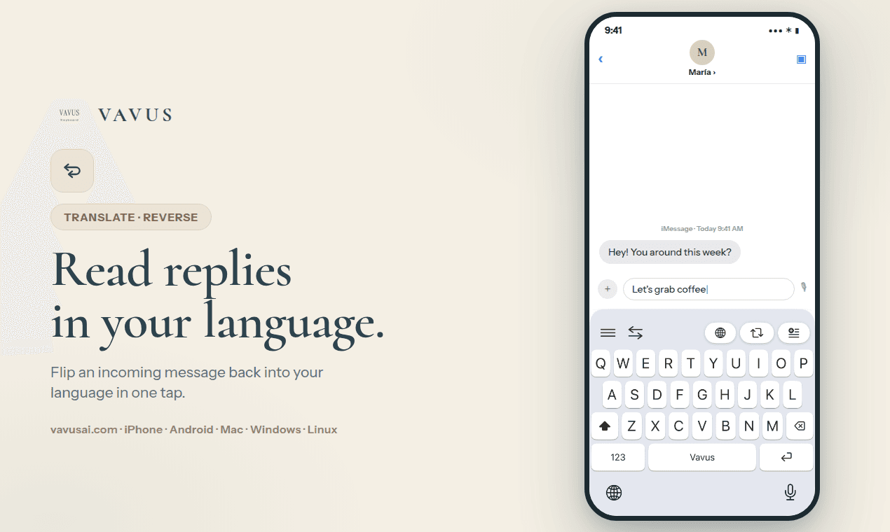 Vavus Keyboard feature shown on iPhone
