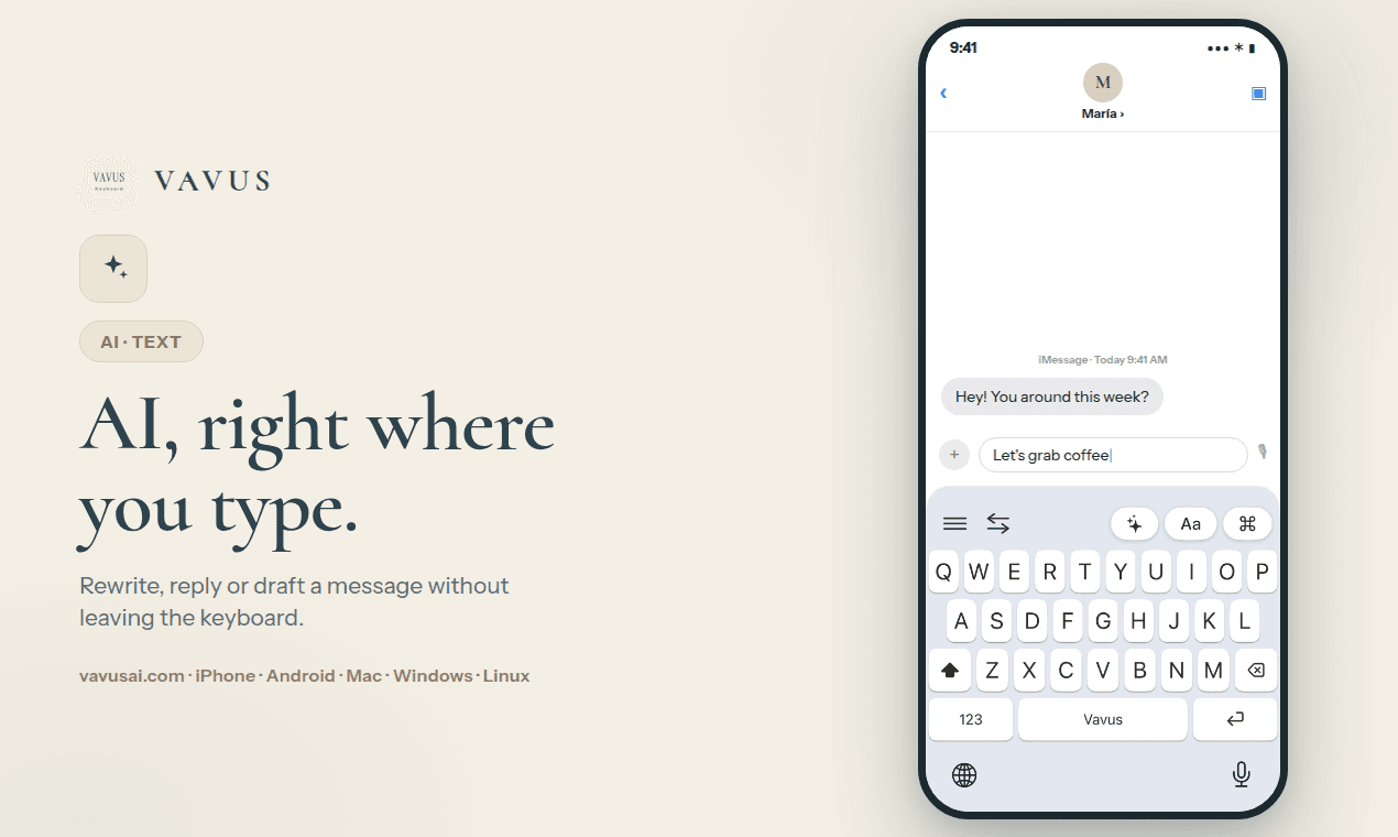 Vavus Keyboard feature shown on iPhone