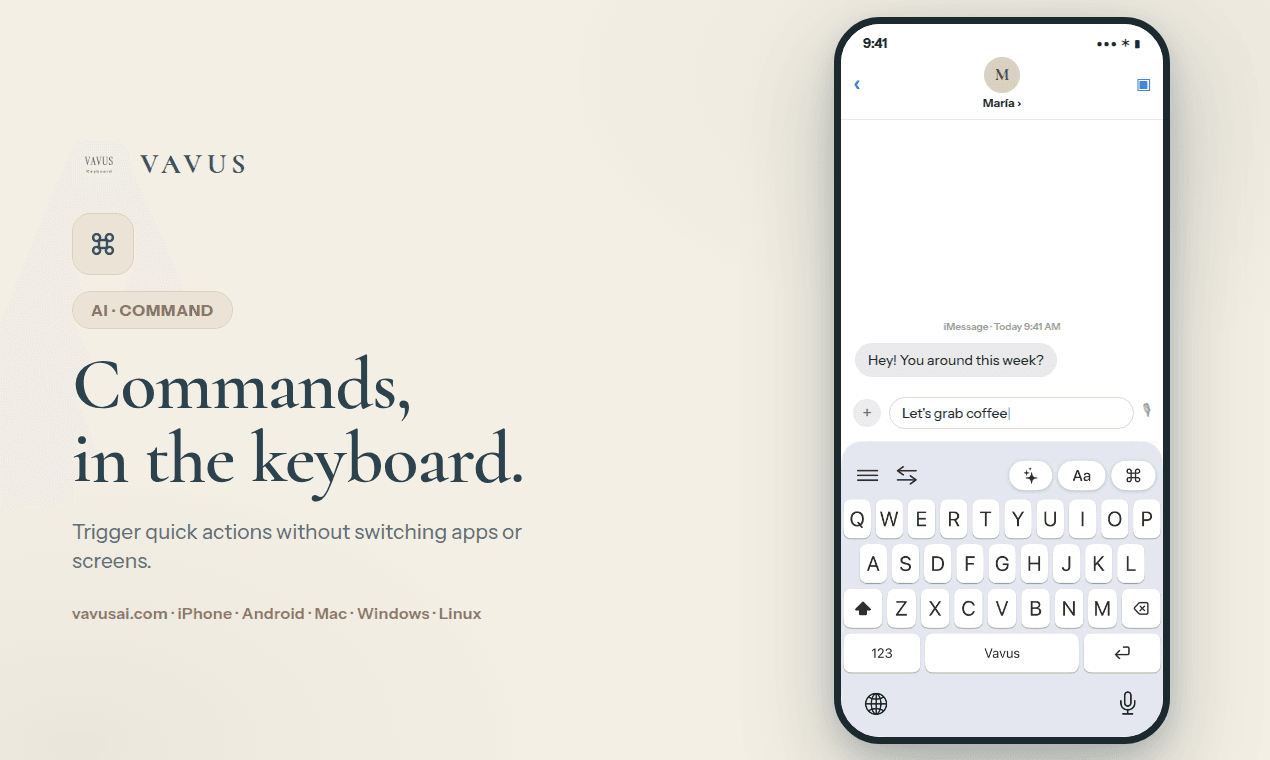 Vavus Keyboard feature shown on iPhone