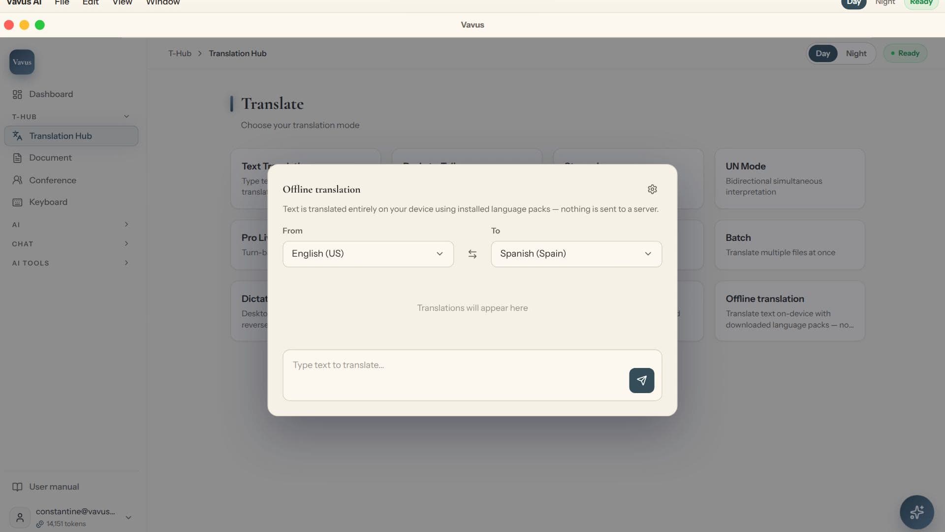 Offline-Textübersetzung auf dem Gerät - Vavus AI